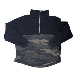 Black Half-Zip Pullover with Gray Camo Panel